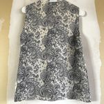 Theory V Yoke Shell Bandana Paisley Tank Top V Neck 100% Silk Black White Small Photo 3