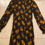 Active USA Autumn Black Mini Bodycon Dress With Orange Florals And Puff Sleeves Photo 9