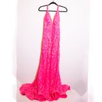 NEW Ashley Lauren Style 11466 Hot Pink Mesh Sequin Prom Cocktail Maxi Dress 12 Photo 0
