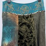 Vintage Havenbleu Mixed Media Beaded Jewel Tone Turquoise Gold & Brown Skirt M Blue Size M Photo 2