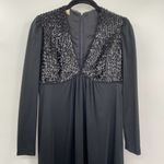 Vintage Shawn Jos 1970s Formal Gown Maxi Dress Black Sequin V Neck Womens Small Photo 3