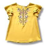 Perch by Blue Pepper Plus Flutter Sleeve Mustard Floral Embroidered Top Size 3X Yellow Photo 1