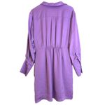 Lucy Paris Purple Satin Twist Front Collared Long Sleeve Shirt Dress Size L Photo 2