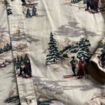 Garnet Hill  Cream Ski Print Winter Pajama Top 100% Cotton Size Small EUC Photo 1