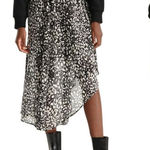 The Kooples Skirt Women Medium Black White Animal Flowing Long Asymmetric Midi Photo 0