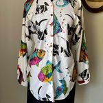 Vintage 1980s button down shirt with fish print & jewels Photo 1