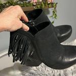 OTBT  Black Leather Ankle Boots Fringe Booties Womens 7.5 Photo 0