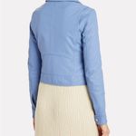 IRO  Women's Hartley Leather Moto Jacket Size 10 In Blue LT Photo 3