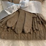 NY &CO Cozy Tan Knit Scarf and Glove Set Photo 5