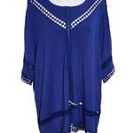 Valerie Stevens Navy Top with Crochet Lace Accents Size XL Navy Blouse Photo 0