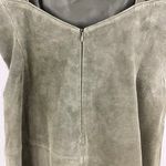 ARTURO Vintage 90s Army Green Suede Leather Grunge Asymmetrical Hem Mini Dress Photo 6