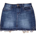Dollhouse Raw Hem Denim Mini Skirt Western Y2K 90's Festival Country Rodeo Utility Size‎ 5 Photo 0