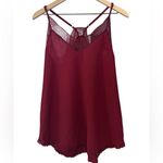Victoria's Secret Maroon lace‎ trim sleeveless pajama top, sheer size medium Photo 3