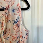 Pale Sky Womens S Floral Print Sleeveless Blouse Top White Pink Blue Button Down Photo 8