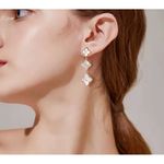 Boutique Beautiful‎ Sparkling Clover Dangle Earrings | Gold Plated 316L Photo 9