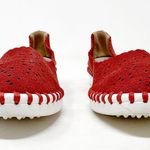 Spring Step [Patrizia ] Red Grazana Leather Cutout Floral Ballerina Flats Size 36 Photo 3