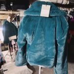 The Comfy rain + rose TEAL GREEN faux fur long sleeve jacket with pockets soft warm New with tag  Smoke and pets free  Same day shipping Faux fur: No ANIMALS WERE HARMED IN THE MAKING OF THIS FASHION THIS GARMENT HAS BEEN HANDCRAFTED BY Rain + Rose STAFF FOR YOUR COMFORT Photo 3