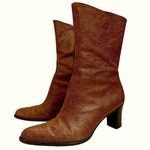 vintage A. Marinelli boots by Marinelli Genuine Leather Floral Embossed Brown Size 8.5 Photo 0