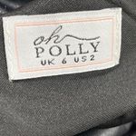 Oh Polly  Black Faux Leather Halter V-Neck Cutout Ruched Mini Bodycon Dress Sz 2 Photo 4