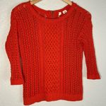 Anthropologie  Moth Orange Knit Sweater Exposed Back Zipper Twee Preppy School Photo 0