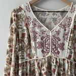 Sundance Autumn Print Floral Blouse Button Cuff Long Sleeve V-Neck Babydoll EUC Photo 9