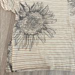 Pilcro Anthropologie Short Sleeve Boxy Striped Floral Tee Shirt XS Tan Photo 3