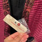 Choices Womens Embellished Quilted Open Front Blazer Jacket Multicolor Large NWT Red Photo 4