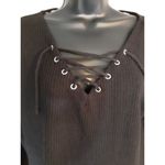 H&M Divided black ribbed lace up neck top Photo 2