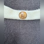 Merokeety Black and White Knit Dress Cardigan Old Money Style Pockets Lion Buttons XL Photo 2