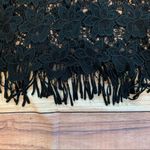 3/$22🌞 NWT Ambiance black Floral Crochet With Fringe Top Size M Photo 3