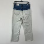 Mango MNG Denim Womens 4 Tie-Dye Straight Cropped High Waist Jeans Wide Leg Raw Hem Photo 3