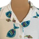 Vintage 90s White Cotton Maxi Shirt Dress Fish Seashell Shell Print Sleeveless Size M Photo 1