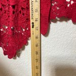 Avec Les Filles  Red Crochet Asymmetric Button Vest Size Small Boho Western Photo 5
