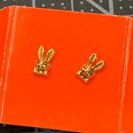 Avon Golden Bunny Earrings 1985 Vintage Small Pierced Stud Earrings‎ New on Card Gold Photo 0