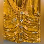 Urban Outfitters  Yellow Floral Festival Flirty Button Down Halter Crop Top Photo 3