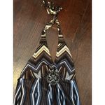 Valerie Bertinelli Boho Maxi Dress with Beaded Broach Size 6 Brown Photo 4