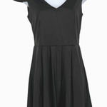 Mimi Chica Black Faux Leather Look Mini Dress Embroidered Lace Hem Size Small Photo 0