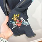 VTG 1999 Great China Wall Tattoo Top Studded Rhinestones Crystals Y2K Vibes M Black Photo 2