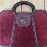 Vintage Burgundy Red Leather Suede Top Handle Purse Photo 2