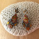 Chandelier Earrings Orange Crystals Floral Retro Photo 1