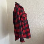 American Eagle  Red Black Buffalo Check Plaid Sherpa Teddy Jacket Coat Medium Photo 7
