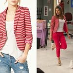 ZARA TRF Collection Pink Cream Tan Stripe Blazer Jacket Size Small Bloggers Fav Photo 1