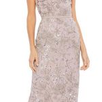 Mac Duggal Vintage Lilac Floral Beaded Sheath MIDI Dress New With Tag Photo 0