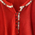 We The Free  Orange Red Embroidered Henley Long Sleeve Shirt Women's size Medium Photo 3