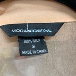 Moda International Blush Pink Ruffle Long Puff Sleeve See Thru 100% Silk Sz Sm‎ Photo 2