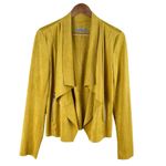 Bagatelle Faux Suede Drape Moto Jacket Blazer Open Front Yellow, Size Small Photo 1