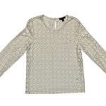 Banana Republic Top Dressy Medium Eyelet Lace Blouse Tunic Cream Long Sleeve Photo 7