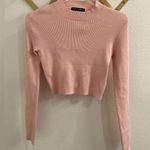 Brandy Melville  Brett Top Ribbed Cropped Long Sleeve One Size Small Pink Photo 4