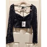 Princess Polly Black Lace Corset Crop Top Long Sleeve Square Neck size 2 NWT Photo 1