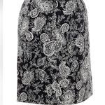 Ralph Lauren Lauren  Black White Paisley Print Cotton Pencil Skirt Size 4 Small Photo 1